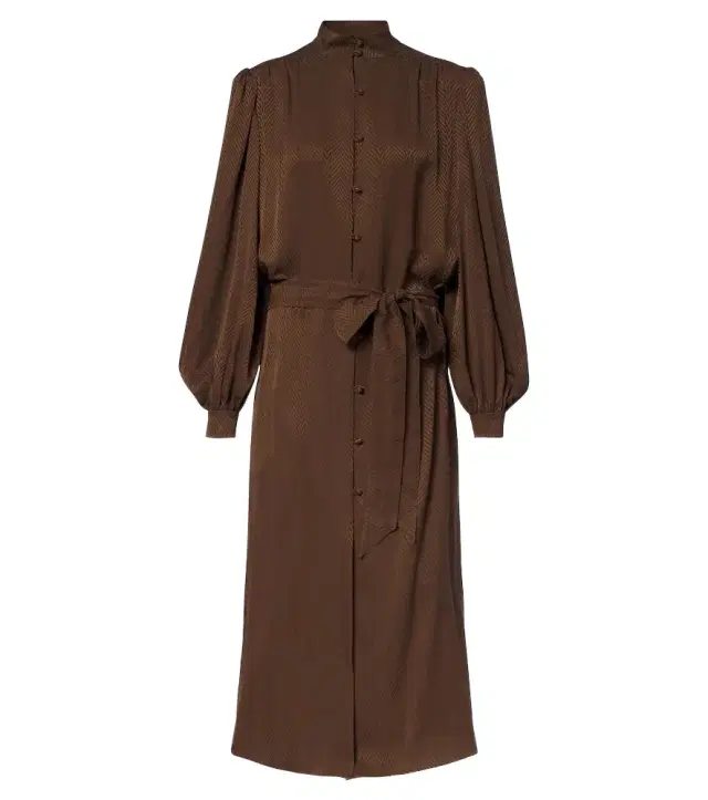 Valentino Belted chevron jacquard silk midi dress