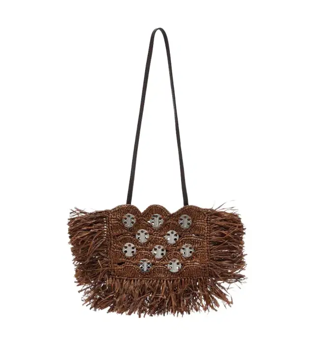 Rabanne Embellished raffia shoulder bag