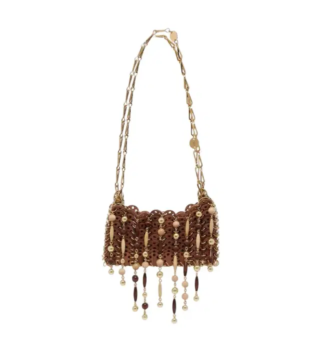Rabanne 1969 Small wood embellished shoulder bag