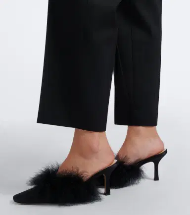 Mach & Mach Carolyn feather-trimmed satin mules | Thumbnail 6 Mach & Mach Carolyn feather-trimmed satin mules | Thumbnail 6