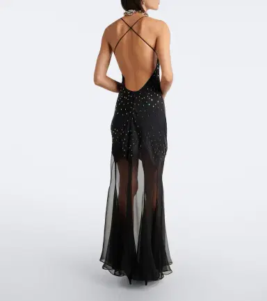 Rabanne Embellished chiffon maxi dress | Thumbnail 3