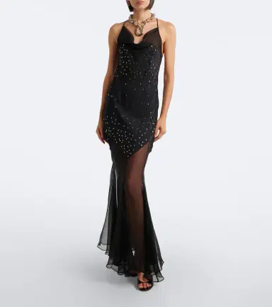 Rabanne Embellished chiffon maxi dress | Thumbnail 4