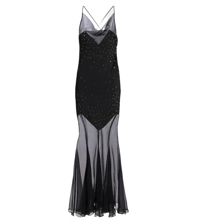 Rabanne Embellished chiffon maxi dress