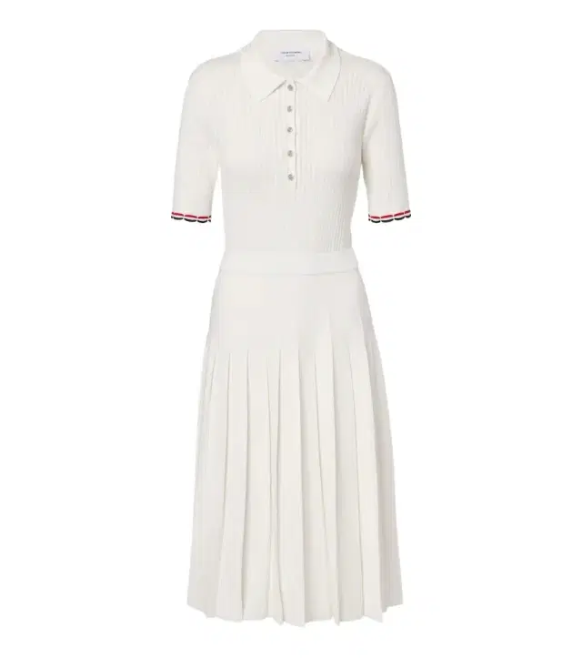 Thom Browne Ribbed-knit pointelle cotton polo dress
