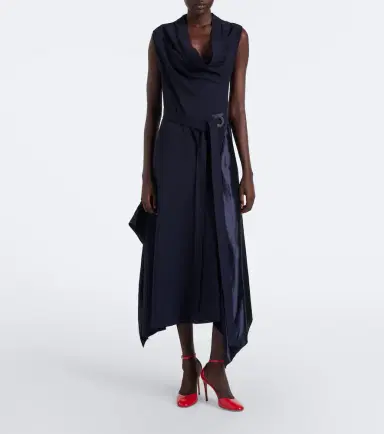 Ferragamo Draped satin-trimmed jersey midi dress | Thumbnail 2