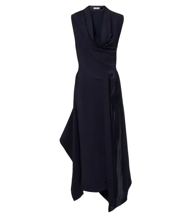 Ferragamo Draped satin-trimmed jersey midi dress