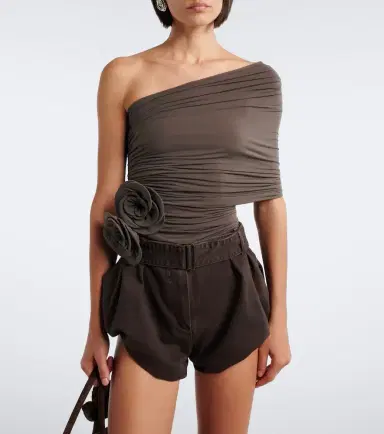 Magda Butrym Floral-appliqué draped off-shoulder top | Thumbnail 4 Magda Butrym Floral-appliqué draped off-shoulder top | Thumbnail 4