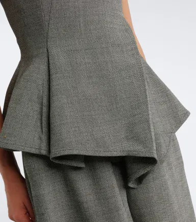 Magda Butrym Herringbone pleated peplum wool-blend top | Thumbnail 2 Magda Butrym Herringbone pleated peplum wool-blend top | Thumbnail 2