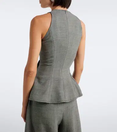 Magda Butrym Herringbone pleated peplum wool-blend top | Thumbnail 3 Magda Butrym Herringbone pleated peplum wool-blend top | Thumbnail 3