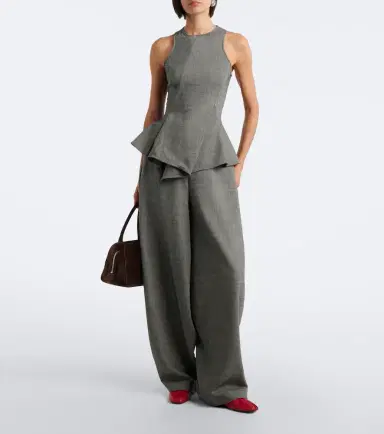 Magda Butrym Herringbone pleated peplum wool-blend top | Thumbnail 5 Magda Butrym Herringbone pleated peplum wool-blend top | Thumbnail 5