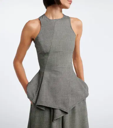 Magda Butrym Herringbone pleated peplum wool-blend top | Thumbnail 6 Magda Butrym Herringbone pleated peplum wool-blend top | Thumbnail 6