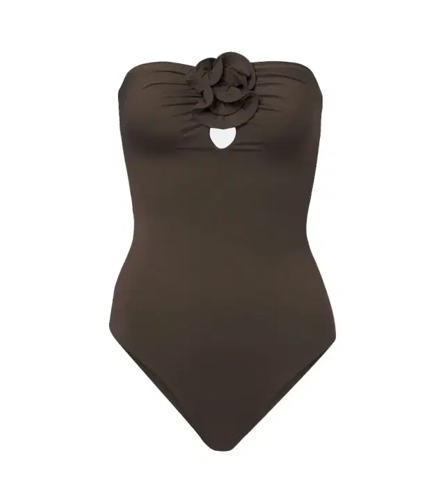 Magda Butrym Floral-appliqué gathered swimsuit