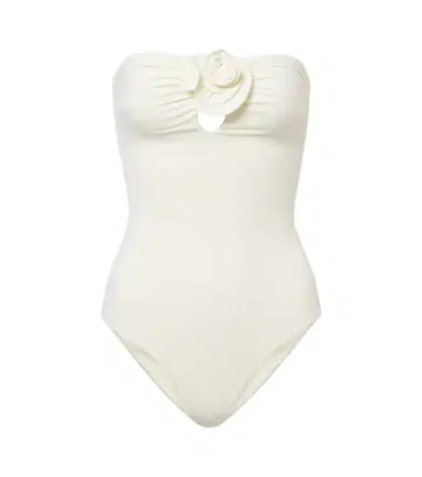 Magda Butrym Floral-appliqué gathered swimsuit | Thumbnail 1 Magda Butrym Floral-appliqué gathered swimsuit | Thumbnail 1