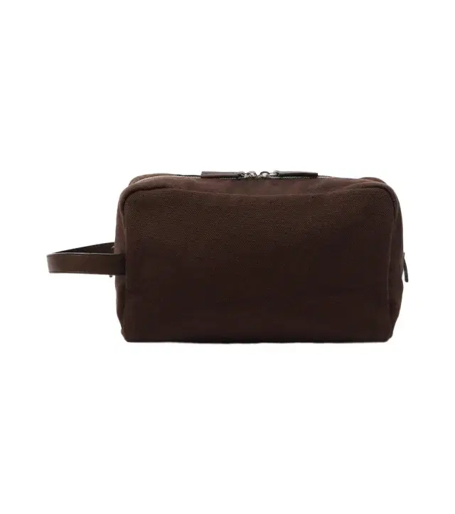 The Row Astra leather-trimmed canvas pouch