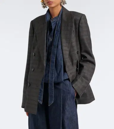 Dries Van Noten Checked double-breasted wool blazer | Thumbnail 3 Dries Van Noten Checked double-breasted wool blazer | Thumbnail 3