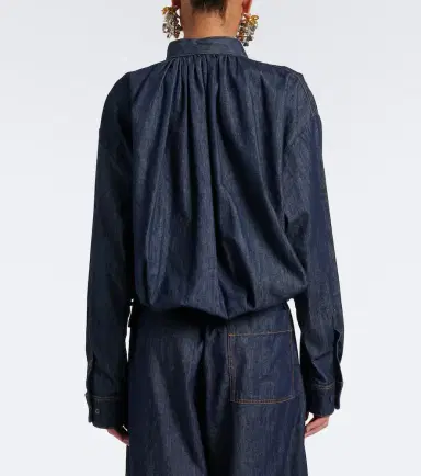 Dries Van Noten Tie-neck denim blouse | Thumbnail 2 Dries Van Noten Tie-neck denim blouse | Thumbnail 2