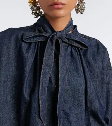 Dries Van Noten Tie-neck denim blouse | Thumbnail 7 Dries Van Noten Tie-neck denim blouse | Thumbnail 7
