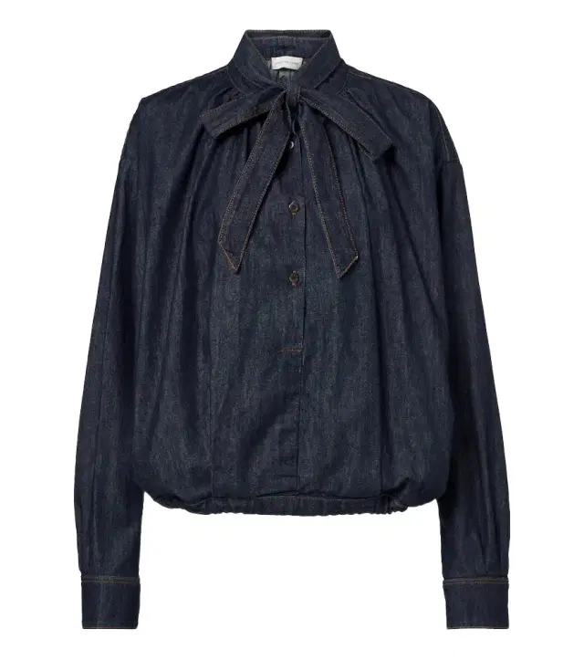 Dries Van Noten Tie-neck denim blouse