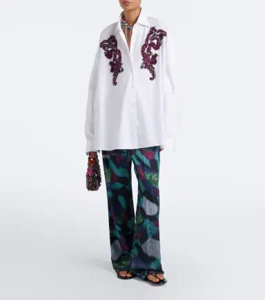 Dries Van Noten Printed moiré wide-leg pants | Thumbnail 6