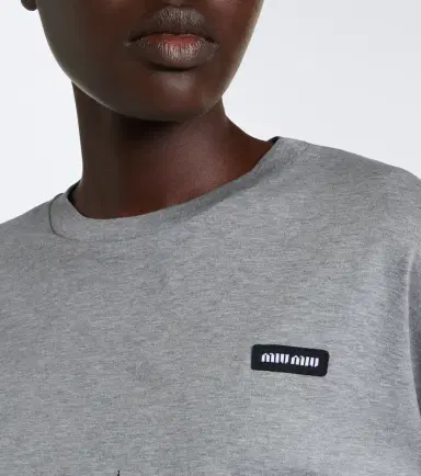 Miu Miu Layered cotton jersey T-shirt | Thumbnail 4