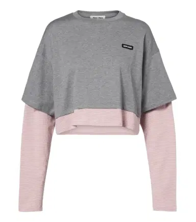 Miu Miu Layered cotton jersey T-shirt | Thumbnail 1