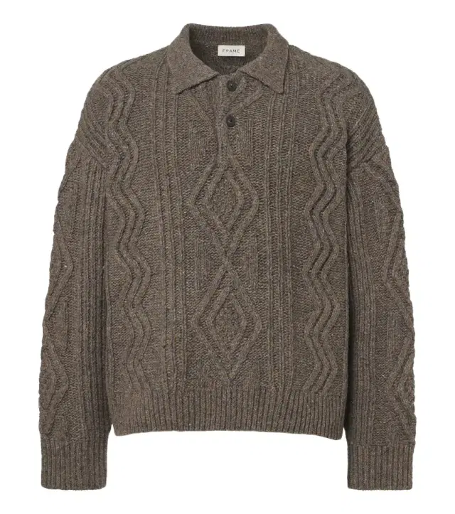 Frame Cable-knit wool and alpaca-blend polo sweater