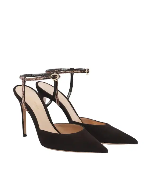 Gianvito Rossi Embellished suede slingback pumps