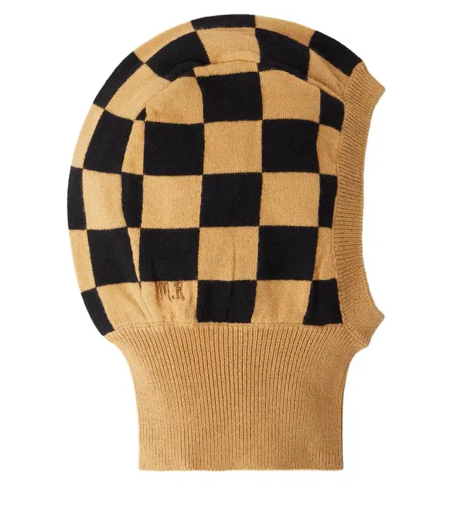 Mini Rodini Checked knitted cotton balaclava