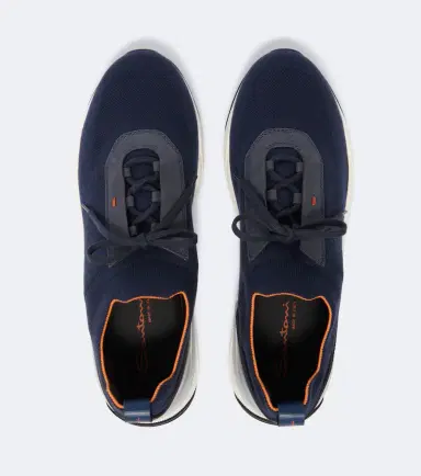 Santoni Leather-trimmed knitted sneakers | Thumbnail 3 Santoni Leather-trimmed knitted sneakers | Thumbnail 3