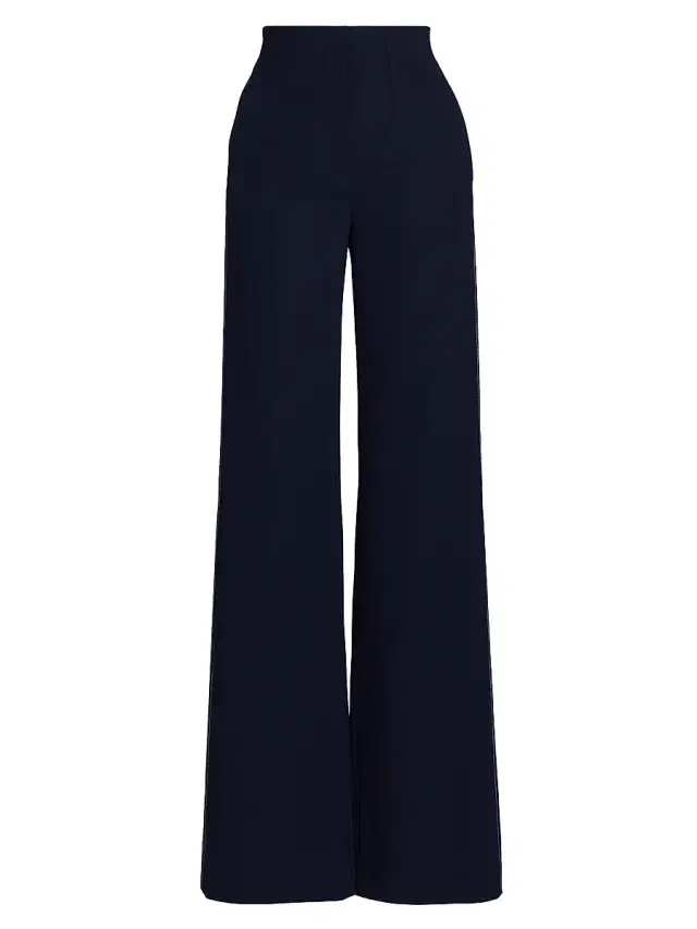 Veronica Beard Women's Elin Topstitched Wide-Leg Pants - Navy