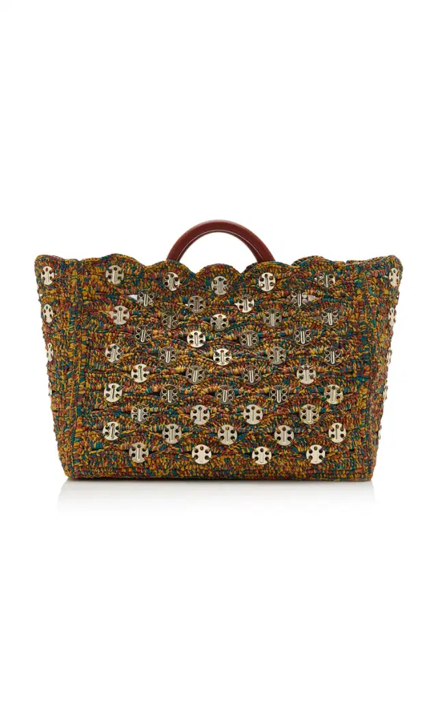 Rabanne Embellished Raffia Tote Bag