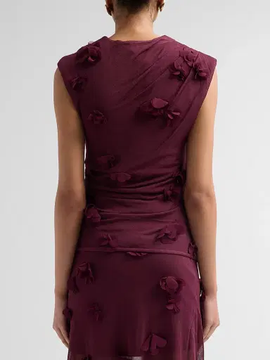Simkhai Women's Tessa Floral Appliqué Top - Fig - Size Small | Thumbnail 3 Simkhai Women's Tessa Floral Appliqué Top - Fig - Size Small | Thumbnail 3