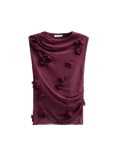Simkhai Women's Tessa Floral Appliqué Top - Fig - Size Small | Thumbnail 1 Simkhai Women's Tessa Floral Appliqué Top - Fig - Size Small | Thumbnail 1