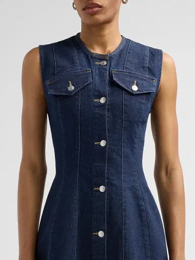 Simkhai Women's Hanley Denim A-Line Mini Dress - Indigo Rinse - Size 4 | Thumbnail 5 Simkhai Women's Hanley Denim A-Line Mini Dress - Indigo Rinse - Size 4 | Thumbnail 5
