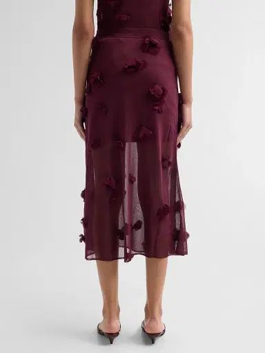 Simkhai Women's Cora Floral Appliqué Midi Skirt - Fig - Size Large | Thumbnail 3 Simkhai Women's Cora Floral Appliqué Midi Skirt - Fig - Size Large | Thumbnail 3