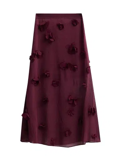 Simkhai Women's Cora Floral Appliqué Midi Skirt - Fig - Size Large | Thumbnail 1 Simkhai Women's Cora Floral Appliqué Midi Skirt - Fig - Size Large | Thumbnail 1