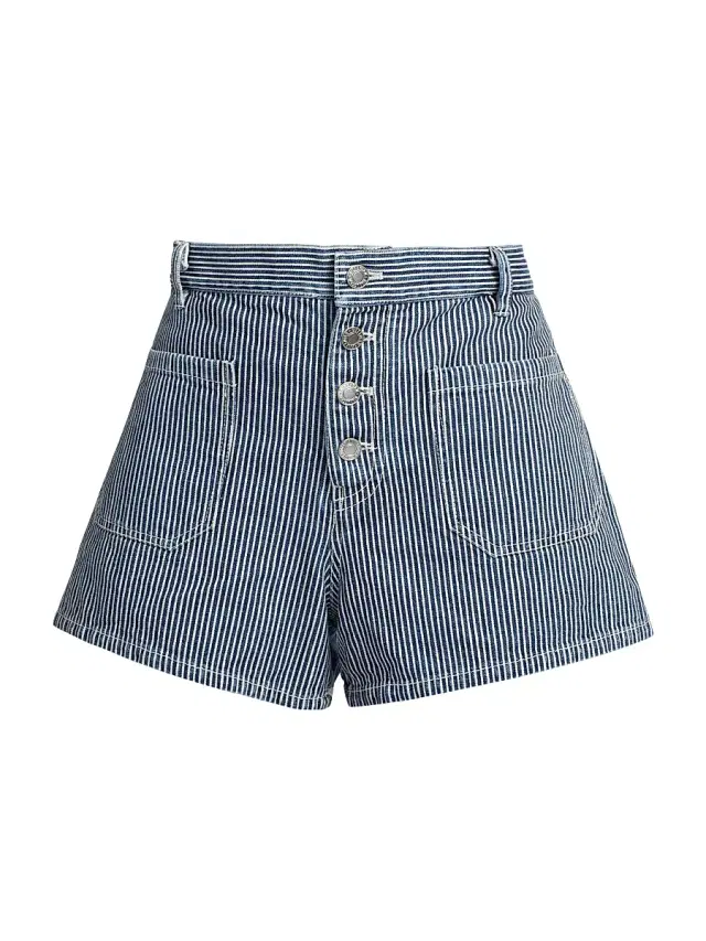 Nili Lotan Women's Harley Stripe Shorts - Indigo Stripe Rinse