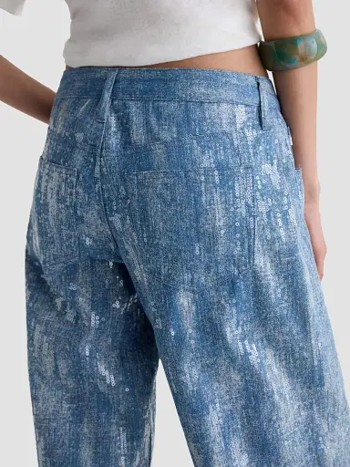 AG Jeans Women's Adria Sequined Low-Rise Wide-Leg Jeans - Next To Water - Size 32 | Thumbnail 6 AG Jeans Women's Adria Sequined Low-Rise Wide-Leg Jeans - Next To Water - Size 32 | Thumbnail 6