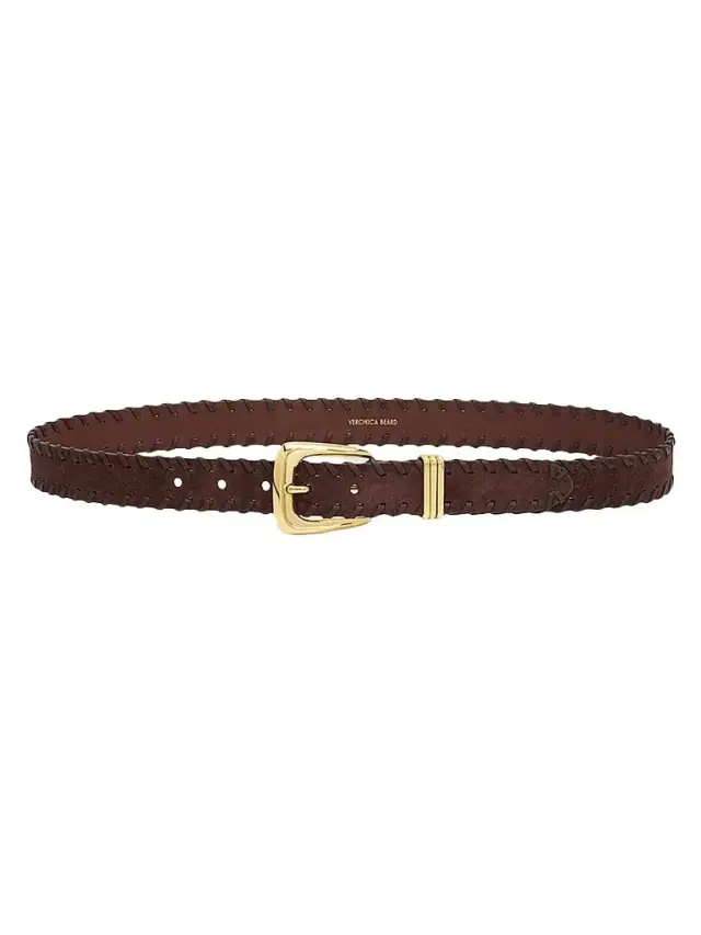 Veronica Beard Women's Arch Suede Whipstitch Belt - Espresso