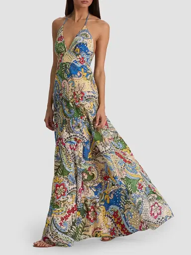 ALICE + OLIVIA Women's Karolina Eyelet Halterneck Maxi Dress - Heat Wave | Thumbnail 3