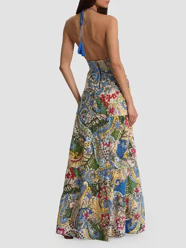 ALICE + OLIVIA Women's Karolina Eyelet Halterneck Maxi Dress - Heat Wave | Thumbnail 4