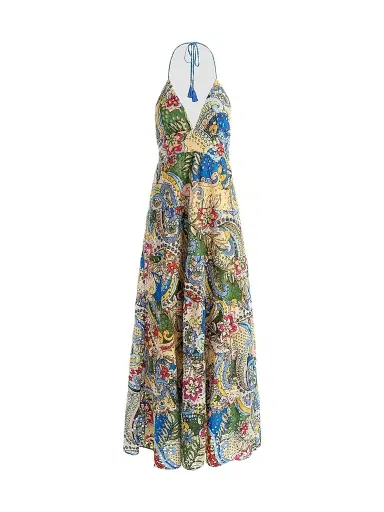 ALICE + OLIVIA Women's Karolina Eyelet Halterneck Maxi Dress - Heat Wave | Thumbnail 1