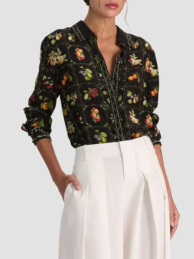 ALICE + OLIVIA Women's Willa Printed Button-Front Top - Harvest | Thumbnail 6