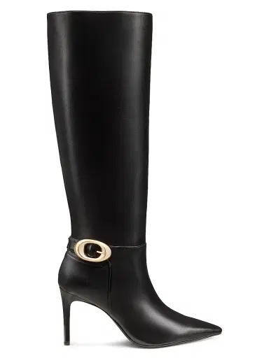 Stuart Weitzman Women's Stuart Power 85MM Buckle-Detail Leather Boots | Thumbnail 1 Stuart Weitzman Women's Stuart Power 85MM Buckle-Detail Leather Boots | Thumbnail 1