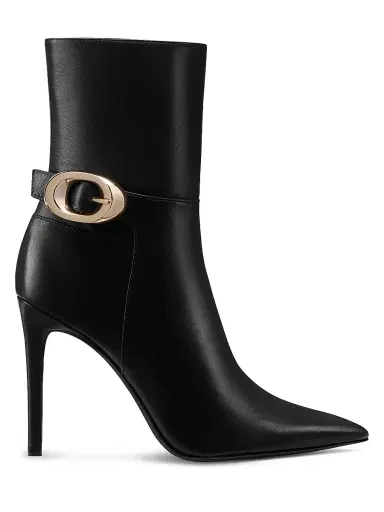 Stuart Weitzman Women's Stuart Power 100MM Buckle-Detail Leather Booties | Thumbnail 1 Stuart Weitzman Women's Stuart Power 100MM Buckle-Detail Leather Booties | Thumbnail 1