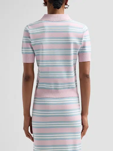 Aknvas Women's Emma Striped Knit Polo Top | Thumbnail 3 Aknvas Women's Emma Striped Knit Polo Top | Thumbnail 3