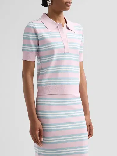 Aknvas Women's Emma Striped Knit Polo Top | Thumbnail 4 Aknvas Women's Emma Striped Knit Polo Top | Thumbnail 4