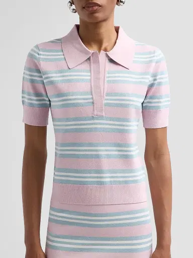 Aknvas Women's Emma Striped Knit Polo Top | Thumbnail 5 Aknvas Women's Emma Striped Knit Polo Top | Thumbnail 5