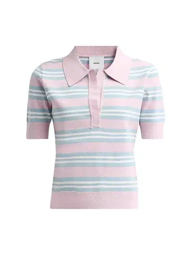 Aknvas Women's Emma Striped Knit Polo Top | Thumbnail 1 Aknvas Women's Emma Striped Knit Polo Top | Thumbnail 1