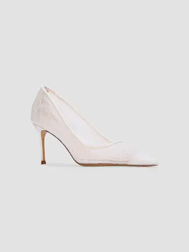 Black Suede Studio Women's Mia 80MM Lace Pumps - Ivory Lace - Size 12 | Thumbnail 2